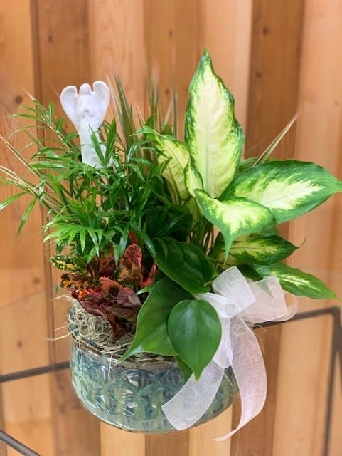 Angelic Planter  - Green Planter with Angel Stick-In