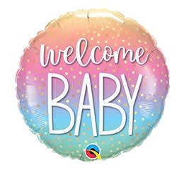 18" Rainbow Welcome Baby Mylar 18" Rainbow Welcome Baby Mylar - 18" Ombre welcome baby mylar balloon.