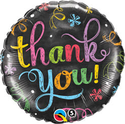 18" Chalkboard Thank You Mylar 18" Chalkboard Thank You Mylar - A standard sized mylar with a chalkboard design that reads "Thank You!"