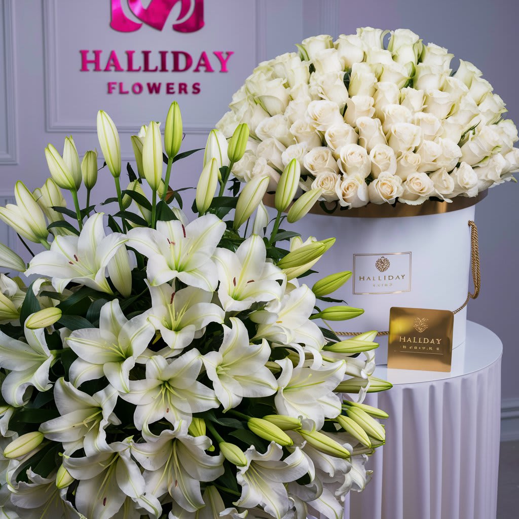White roses and lilies - Roses and lilies