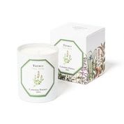 Carrière Frères Scented Candle - Thyme - Carriere Freres Thyme (Thymus) Candle: Thyme is a delicate looking herb with a penetrating fragrance, thyme is a wonderful addition to bean, egg and vegetable dishes. Thyme leaves are curled, elliptically shaped and very small, measuring about one-eighth of an inch long and one-sixteenth of an inch wide. The upper leaf is green-grey in color on top, while the underside is a whitish color. Thyme is included in the French combination of herbs called bouquet garni used to season stock, stews and soups.  Made by Cire Trudon, the very fine vegetable wax of Carriere Freres candles allow them to burn slowly and neatly. They are delicately perfumed, with a 50 hour burn time.  EATURES Weight: 185g / 6.5 oz Burning time: 40 to 45 hours Dimensions: H: 9 cm Ø: 7.5 cm  