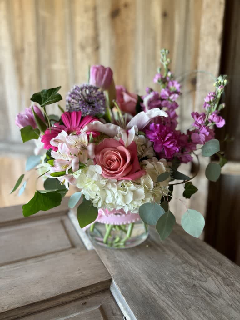 Sweet Marylou - A beautiful vase floral design with shades of pinks, lavenders and white to brighten up anyone's day