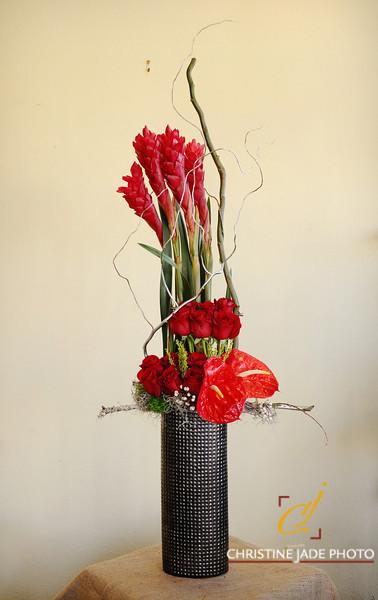 Ginger flowers, red roses and red anthuriums Ginger flowers, red roses and red anthuriums - Long lasting ginger flowers, a dozen red roses, and red anthurium.