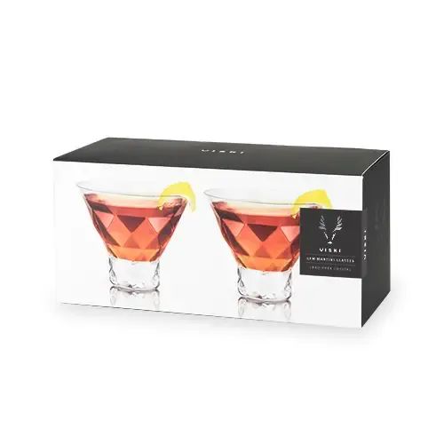 Gem Crystal Stemless Martini Glasses - Rooted in centuries of Venetian glassmaking tradition, crystal offers the purest, most elegant drinkware experience available. Its perfect clarity coupled with precise lines and faceted angles define our flawlessly crafted Gem Martini Glass and unite our crystal collection as a whole.  Qty: 2 glasses Capacity: 7.5 oz. Material: Lead-Free Crystal Care Instructions: Hand Wash