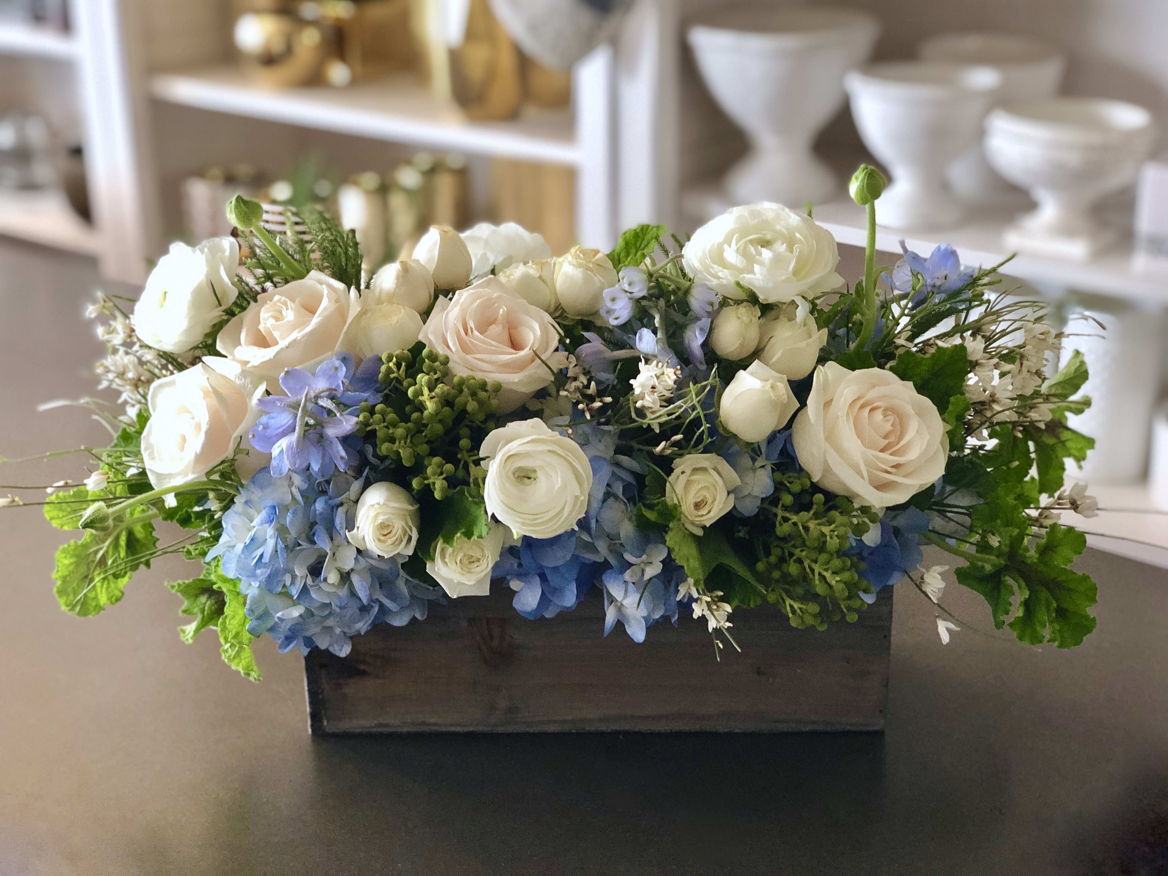 Shade of Winter  - When you open your door to this delightful arrangement, it's like inviting winter into your home without any of the downsides. No more slipping on black ice, no more cold drafts sneaking in through the cracks, and definitely no more stocking up on bulky coats to fend off those freezing temperatures. With Shade of Winter, you'll instantly be transported to a world where winter becomes the epitome of style. 