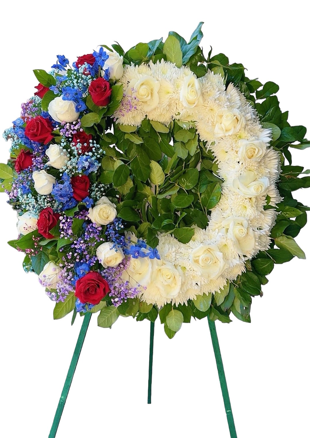 Special Rose Sympathy Spray Flower Stand - RED Rose Sympathy Spray Flower Stand Small =25” Medium =27” Large =30” Please order before 2-3 Days We can make banner 707-914-8106