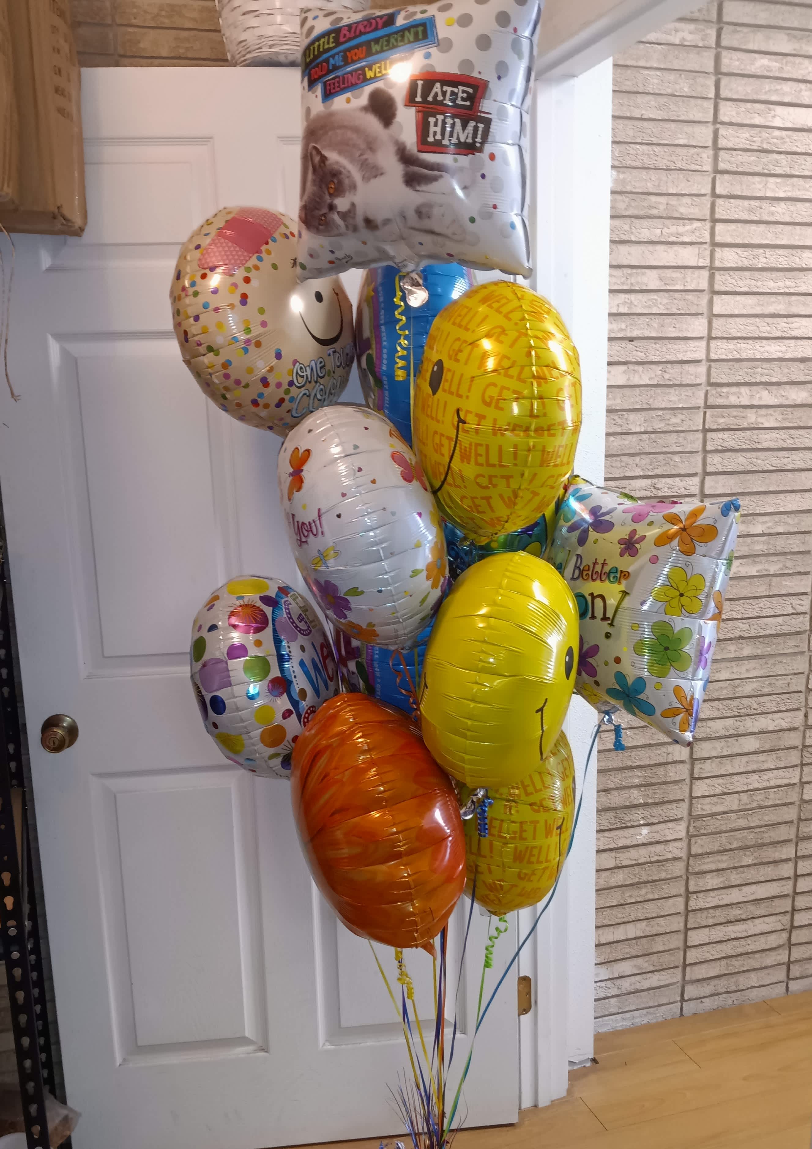 Get Well Balloon Bouquet - STANDARD: One Dozen Mylar Balloons on a Keepsake Get Well Mug  PREMIUM: One Dozen Mylar Balloons with a Baby Baxter Bear.  Baxter Bears are one of the highest quality plush bears around... and they are SOFT!!!!  Other Occasions Include:  Baby Girl  Baby Boy  Happy Birthday  I Love You Mother's Day Father's Day 