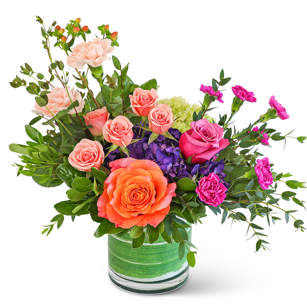 Prismatic Garden - Prismatic Garden is the perfect birthday or romantic gift. Let us help make their day with this special flower design! If you want us to deliver flowers, but want something extraordinary, we suggest Prismatic Garden. It features beautiful roses, hydrangeas, carnations, and other premium foliage that will add a pop of color to any space.