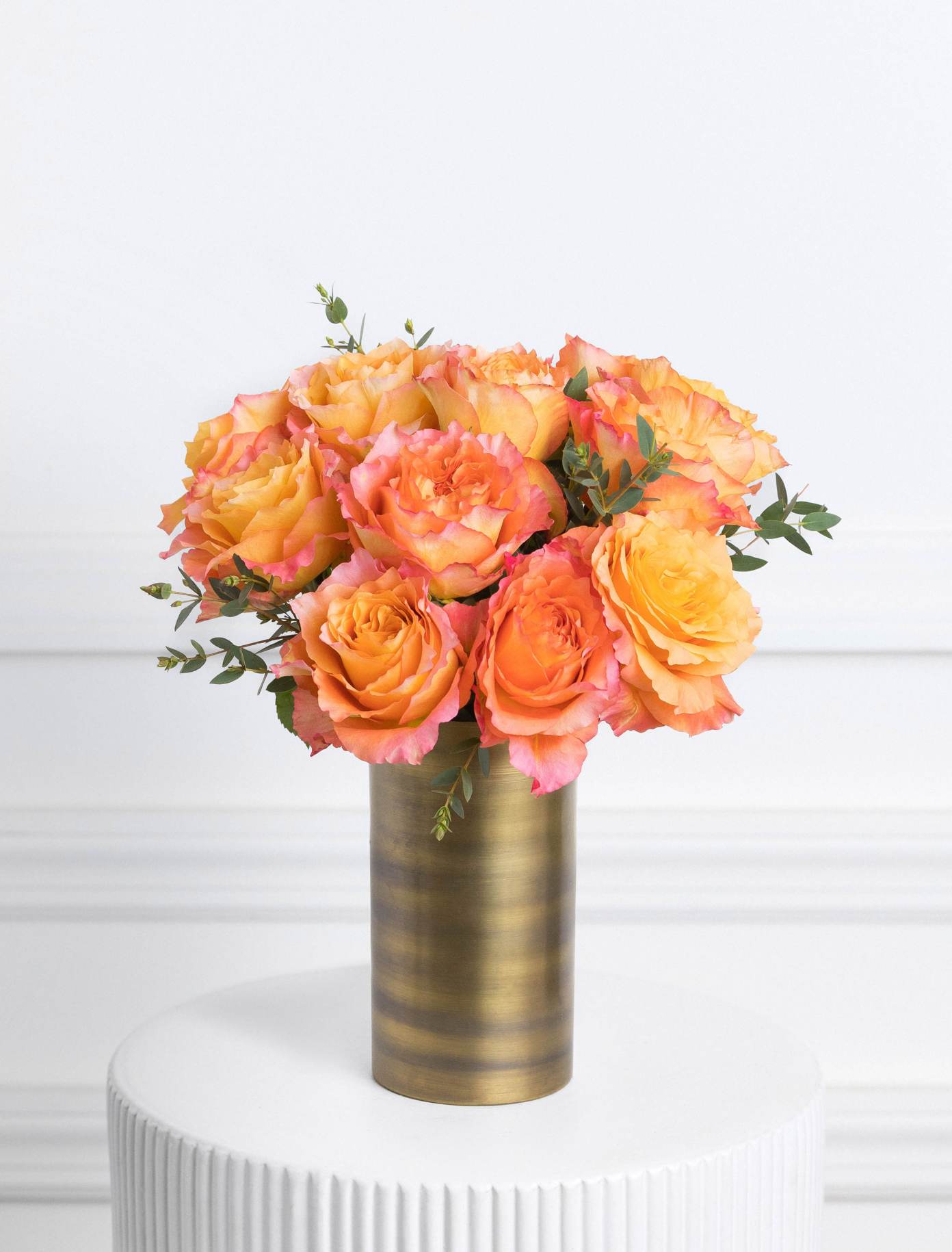 Soleil - This bouquet features a stunningly bright and cheerful bloom that will slowly open over the course of a week and reveal an enamoring palette of fiery orange. Perfect for the person who lights up your life! (Vase pictured not included)
