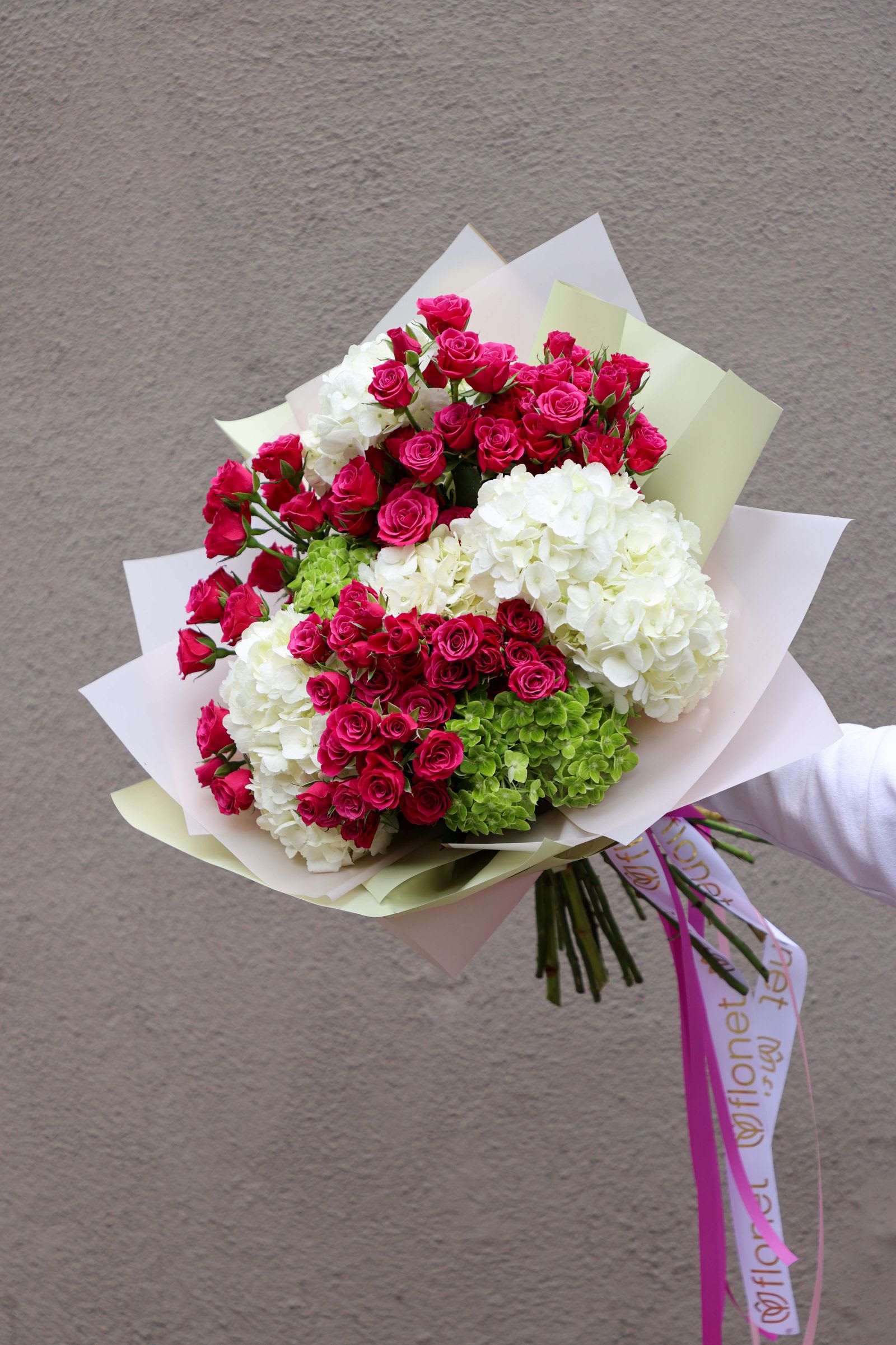 Cherry Icecream - A Mix of Hydrangeas and Hot Pink Spray Roses