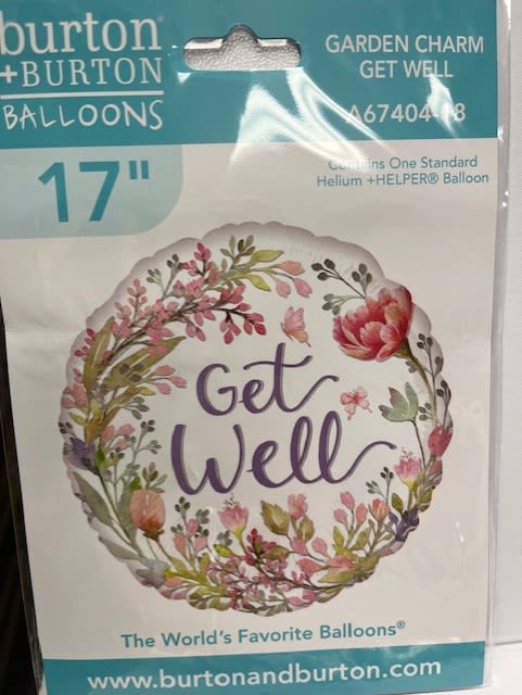 Get Well floral helium balloon  - Great balloon to make anyone feel better and cheery! FOIL WEIGHT NOT INCLUDED! 