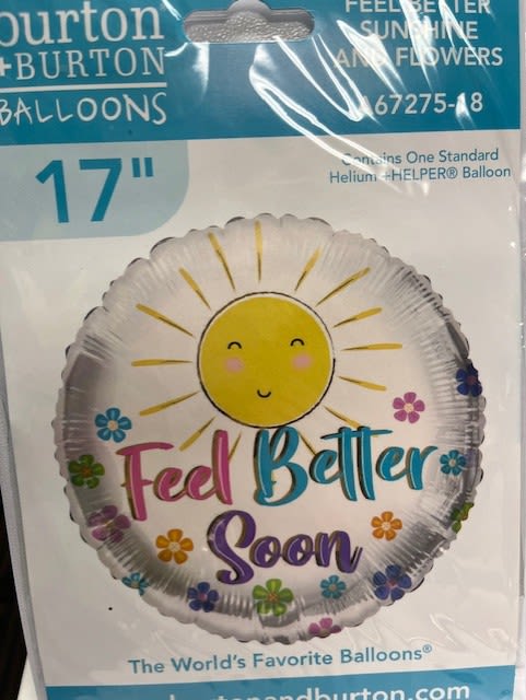Feel better soon helium balloon Feel better soon helium balloon - Perfect gift for those that need a little sun in their life! FOIL WEIGHT NOT INCLUDED!