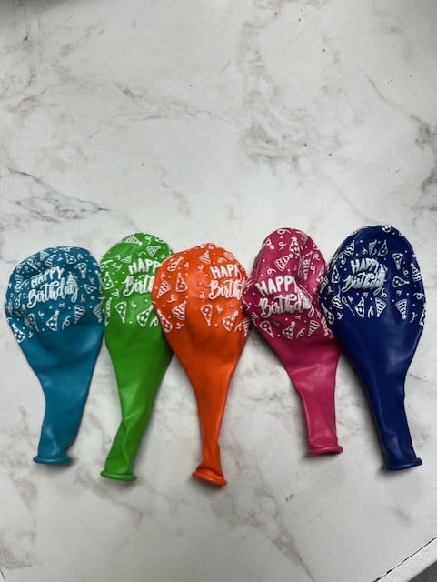 Happy Birthday Latex balloons - Perfect to add to any bouquet or balloon set! Colors include: Red, Orange, Green, and Blue. FOIL WEIGHT NOT INCLUDED! 