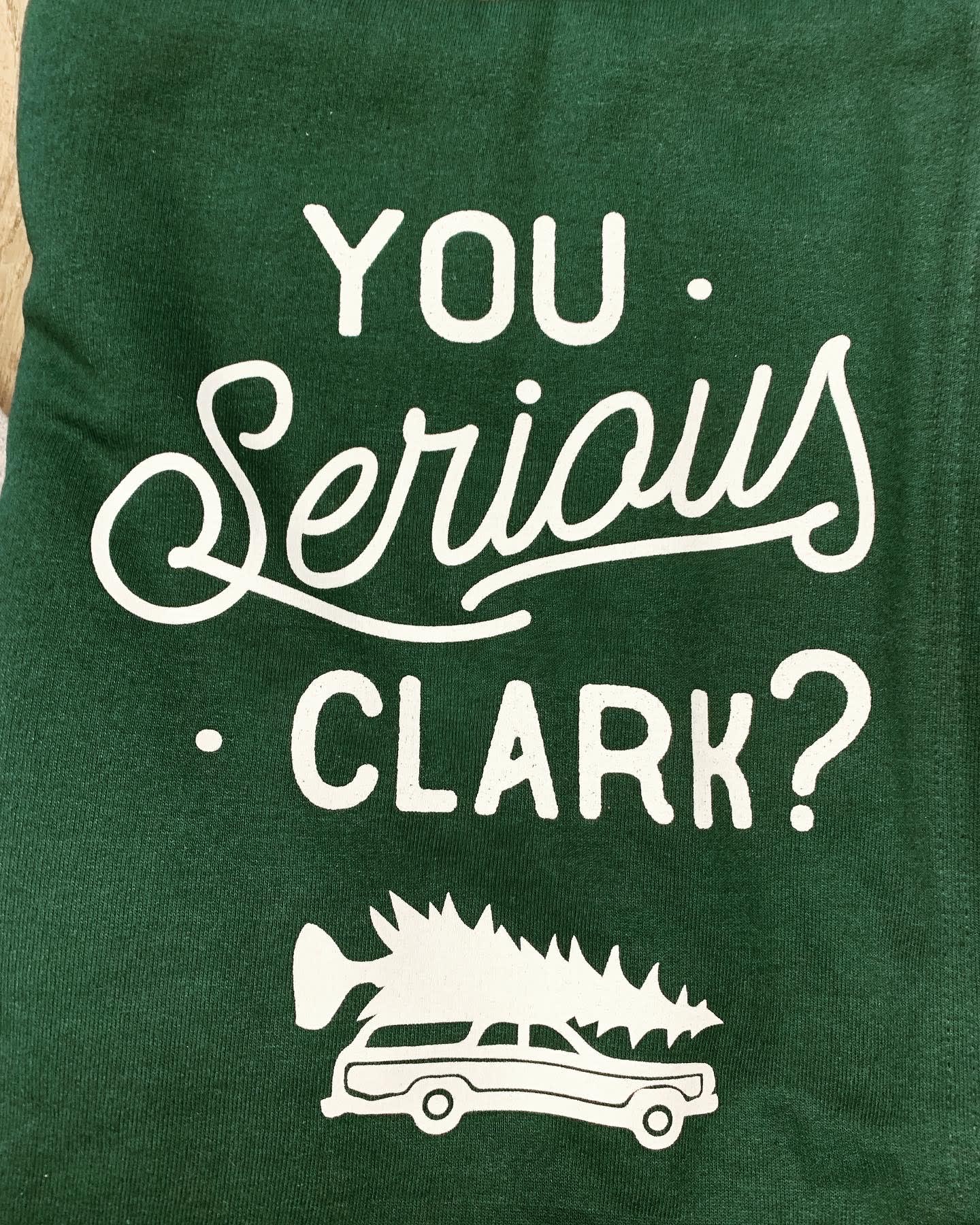 Serious Clark Serious Clark - Made from super comfy sweatshirt material, it is the best way to snuggle up! ( For the five days of Florida winter) Or just perfect for the Christmas movie lover Machine washable 50/50 cotton and polyester Double needled hem Dimensions 60” x 50”
