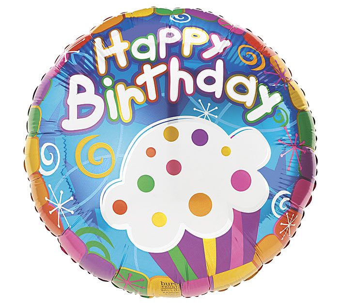 Happy Birthday Cupcake Mylar Balloon - 17' Happy Birthday Cupcake Mylar Balloon filled with helium. 