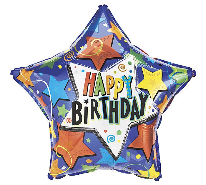 Happy Birthday Star Mylar Balloon - 17' Happy Birthday Star Mylar Balloon filled with helium. 