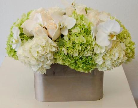 Serenity - Another classic mix of roses, hydrangeas and orchids. Approx. 15&quot; Wide and 9&quot; Tall