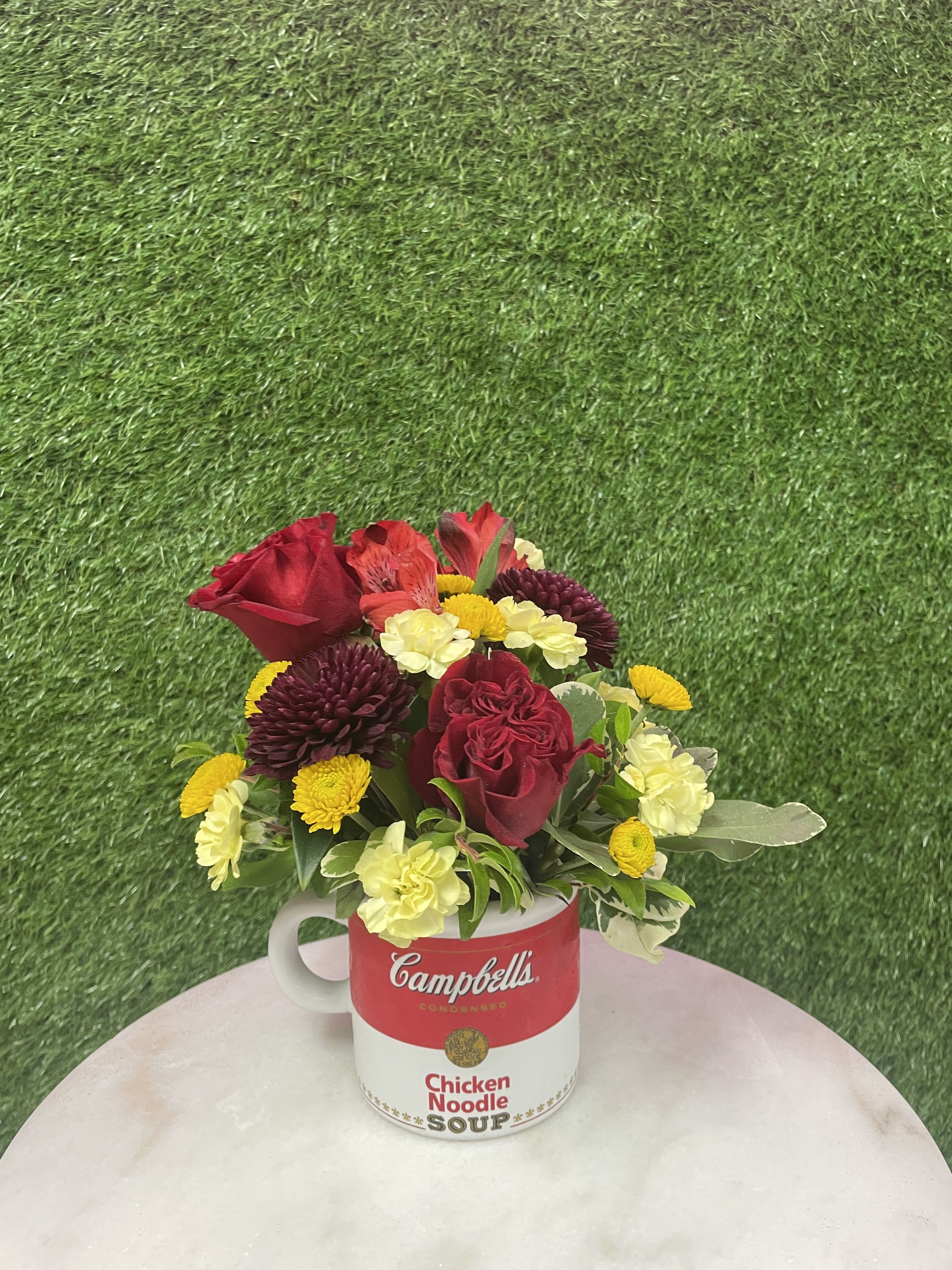 Soup for the Soul - A get well arrangement with a reusable Campbell soup mug! 