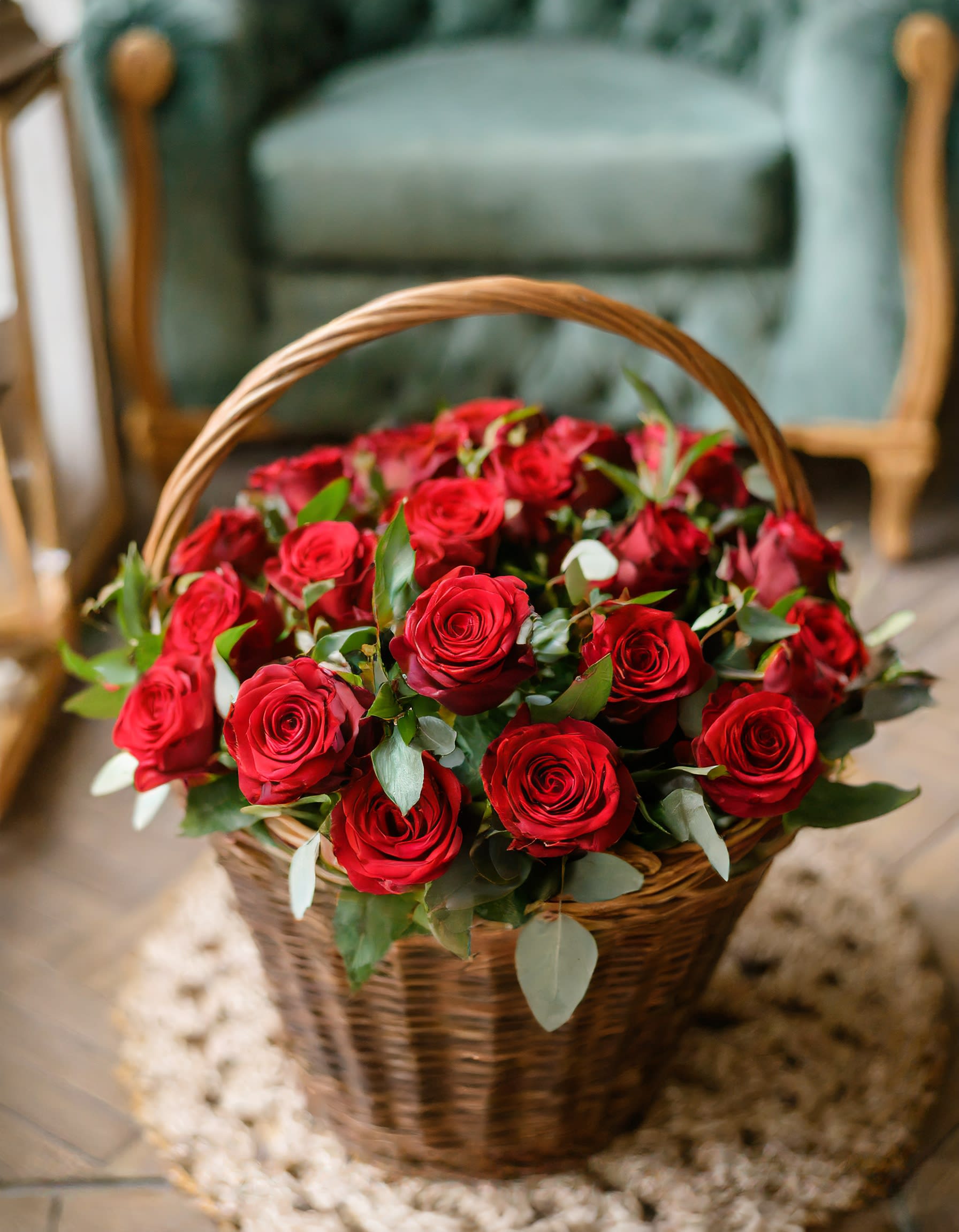 Whispering Roses - Indulge in the charm of our fresh red roses, nestled within exquisite baskets. Each bouquet is a symphony of colors and fragrances, meticulously arranged to evoke sweetness and joy for any occasion.   Disclaimer: IMAGES PROVIDED ARE ALL IN PREMIUM SIZE (75 Roses) Photos and visual presentation of the products represent an overall style, look and feel, which we may not be able to identically replicate in some instances.  Recommended for: Love and Romance, I Love You Flowers, Anniversary, Proposal,  Romantic Gift, Birthday, Get Well Soon, Celebrations, Best Wishes, Thank You, Congratulations, Just Because, New Baby, Everyday, Sympathy