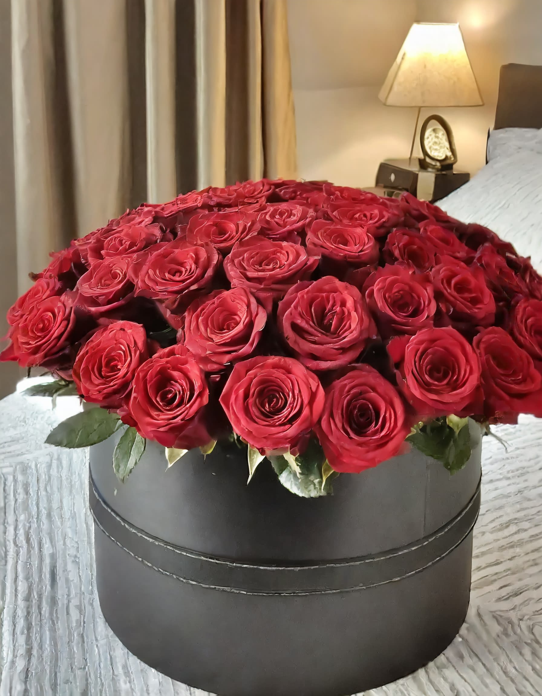 One In A Million - Red roses are such a classic. In the box they give a wow effect, look eye catching and elegant. If you want to give a truly exciting gift, then we advise you to choose this amazingly beautiful arrangement  Recommended for: Love and Romance, I Love You Flowers, Anniversary, Proposal,  Romantic Gift, Birthday, Get Well Soon, Celebrations, Best Wishes, Thank You, Congratulations, Just Because, New Baby, Everyday, Sympathy Disclaimer: IMAGES PROVIDED ARE ALL IN STANDART SIZE. Photos and visual presentation of the products represent an overall style, look and feel, which we may not be able to identically replicate in some instances.