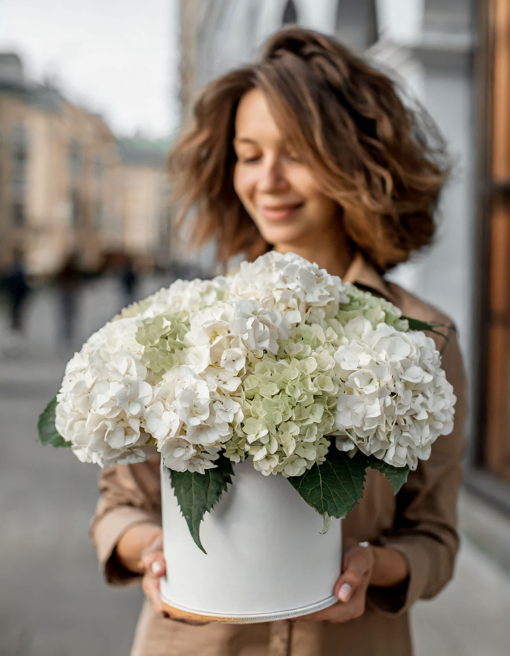 The Divine The Divine - If you want to express your most tender feelings, then, by the way, a bouquet of white hydrangeas is perfect. Such a bouquet will be the best decoration for any holiday and room, office. Recommended for: Love and Romance, I Love You Flowers, Anniversary, Proposal, Romantic Gift, Birthday, Get Well Soon, Celebrations, Best Wishes, Thank You, Congratulations, Just Because, New Baby, Everyday, Sympathy Disclaimer: IMAGES PROVIDED ARE ALL IN DELUXE SIZE. Photos and visual presentation of the products represent an overall style, look and feel, which we may not be able to identically replicate in some instances.