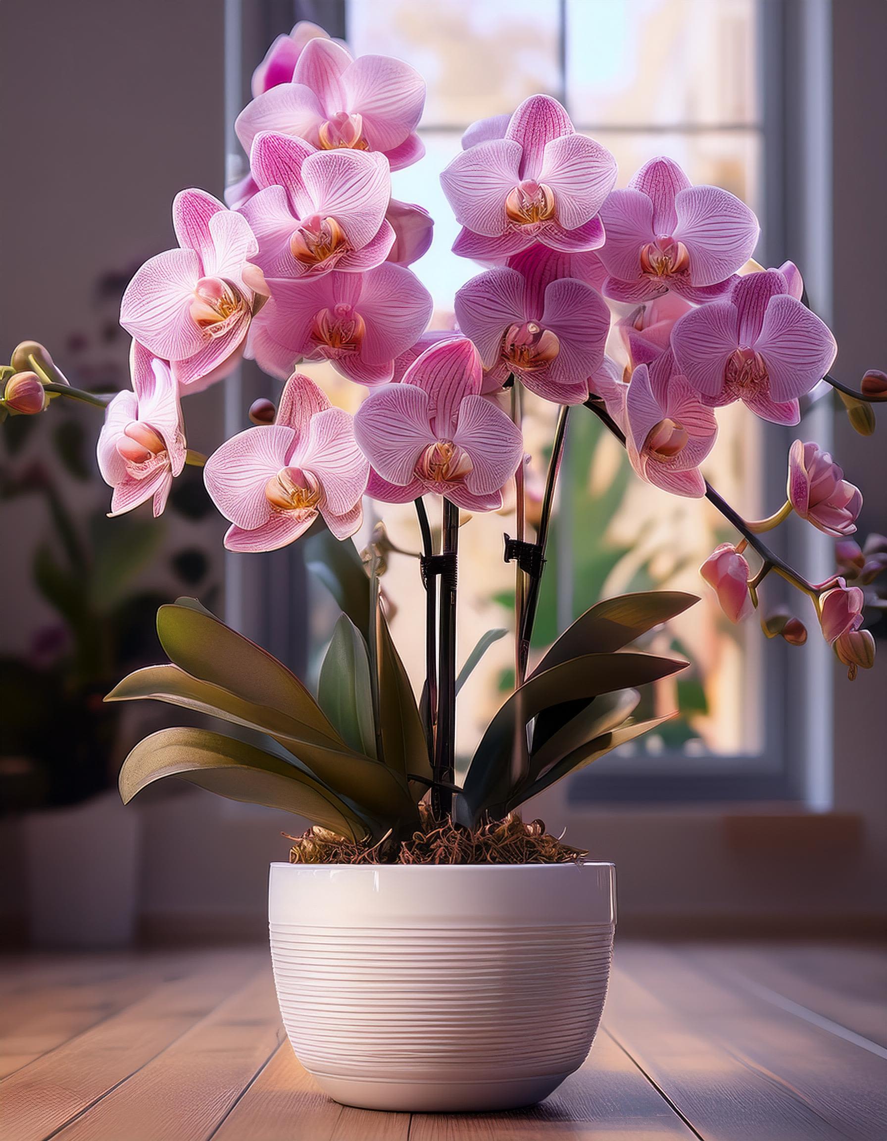 Blush of Desire Blush of Desire - The soft pink tones of the orchids create a serene and sophisticated ambiance. These easy-care orchids require little maintenance and will grace your surroundings with effortless elegance for weeks.