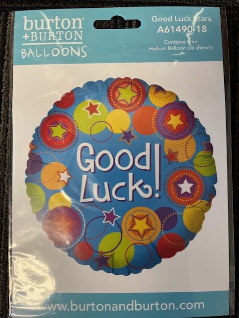 Good Luck foil balloon with stars - Perfect for any occasion to let anyone know you are wishing them luck! FOIL WEIGHT NOT INCLUDED!