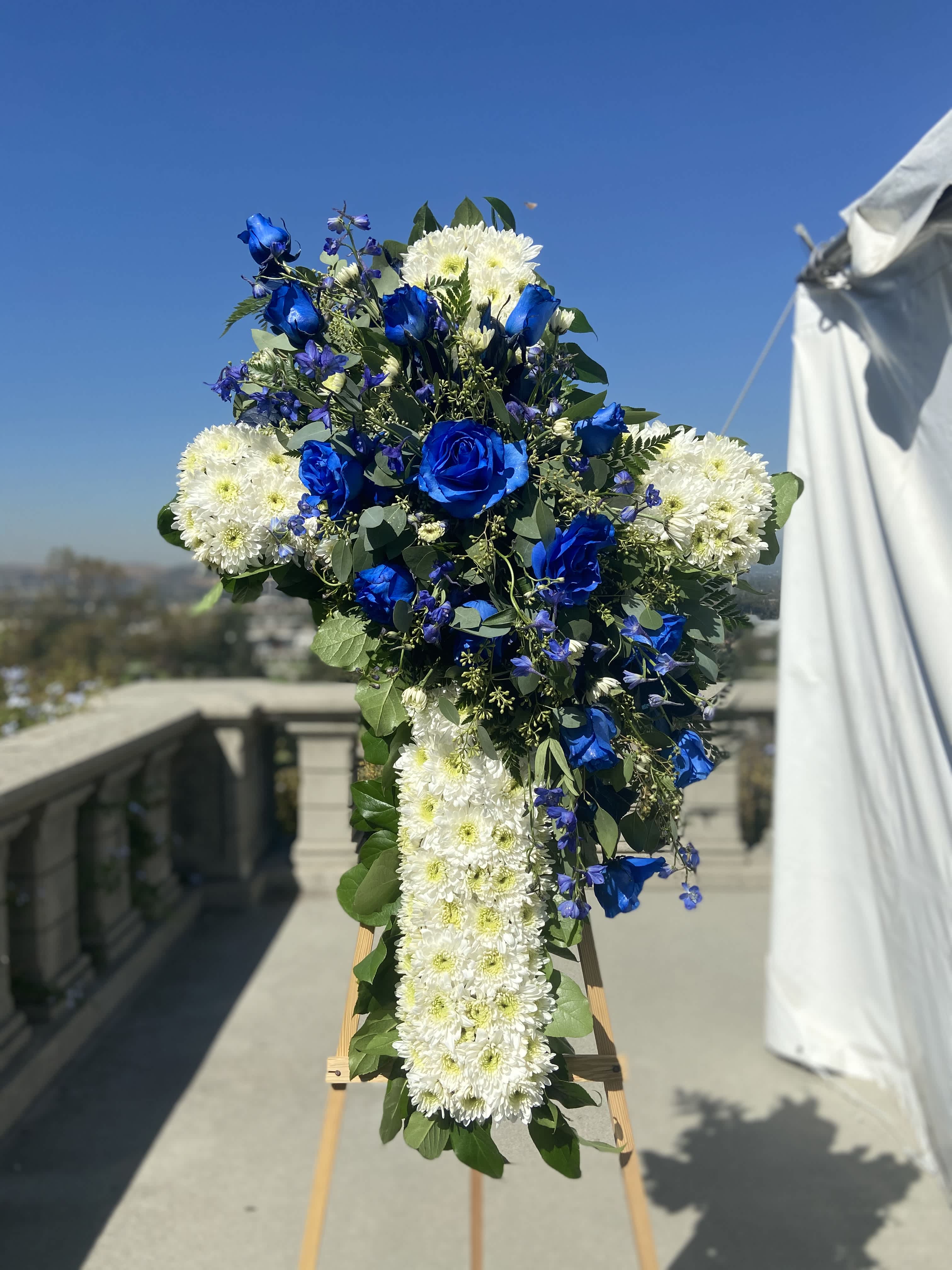 Royal Blue Croos.  - Stand White and Dusty Blue Cross.