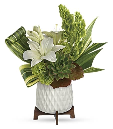 Teleflora's Artistic Angles Bouquet Teleflora's Artistic Angles Bouquet - Celebrate with style! Presented in a mid-century ceramic planter with unique geometric motif, this artistic lily arrangement is one they'll never forget.