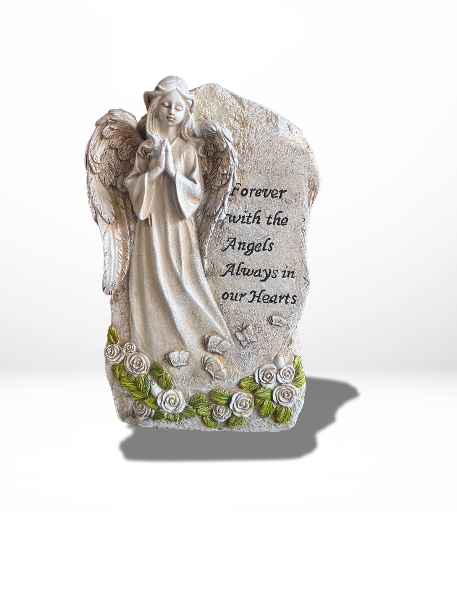 Forever with the Angels Memorial Stone - Polyresin material. Approximate dimension: 5.5 W x 8.5 H 