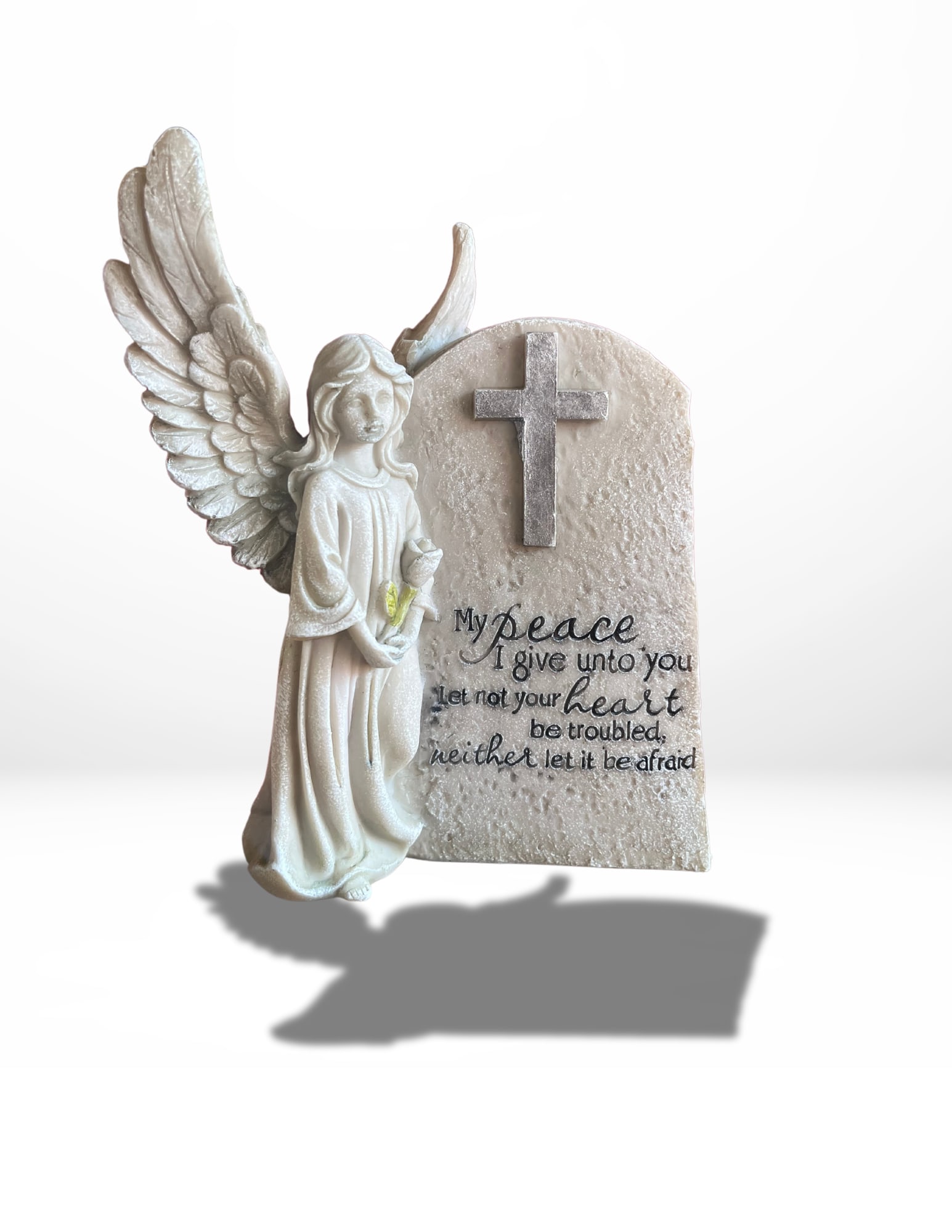 My Peace Angel Memorial Stone - Polyresin material with approximate dimensions 6&quot;L x 3&quot;W x 7.5H