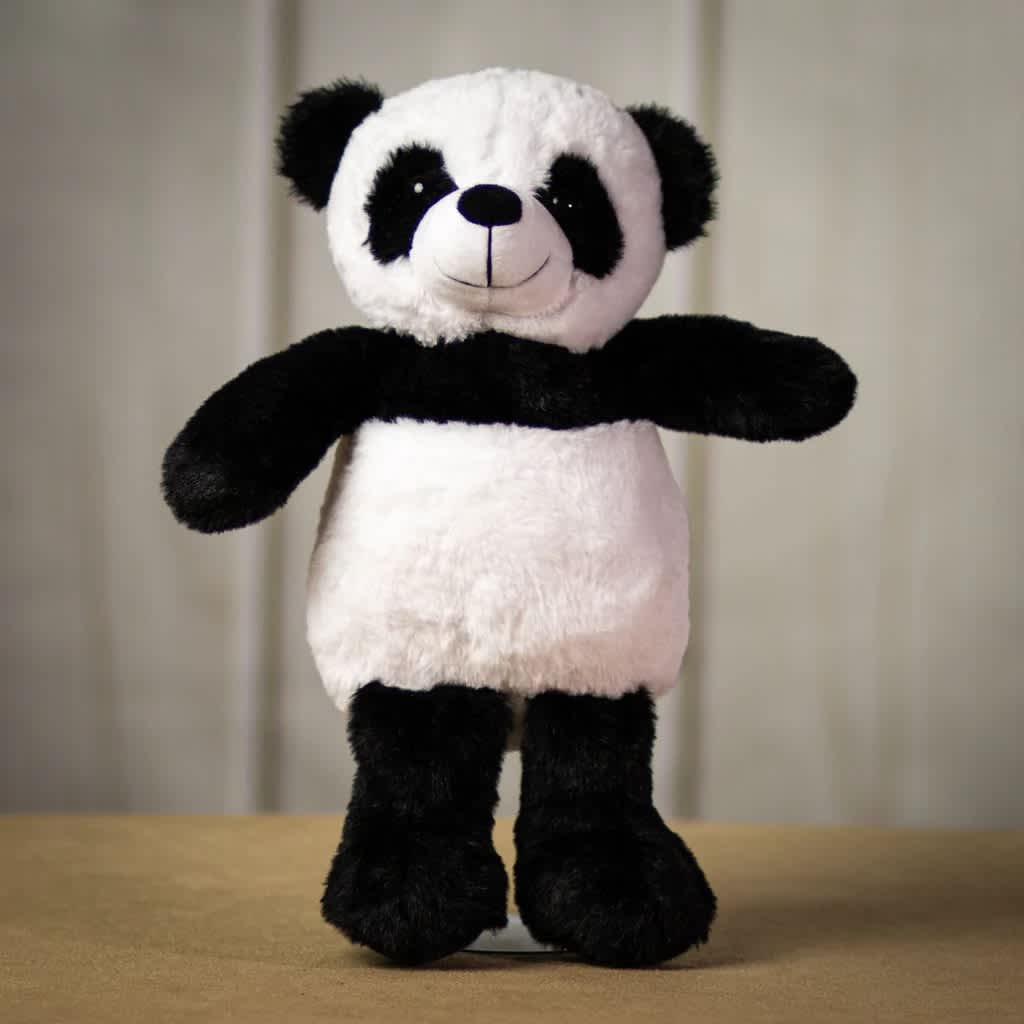 14&quot; Huggable Panda - Made to either sit well or be hugged due to the beans at the bottom of the Koala. Size - 14 inches while standing, from head to toe (10&quot; sitting) Feel - Soft and cuddly, stuffed with hypoallergenic fiber fill Safety - All of our products meet US safety standards and are hypoallergenic