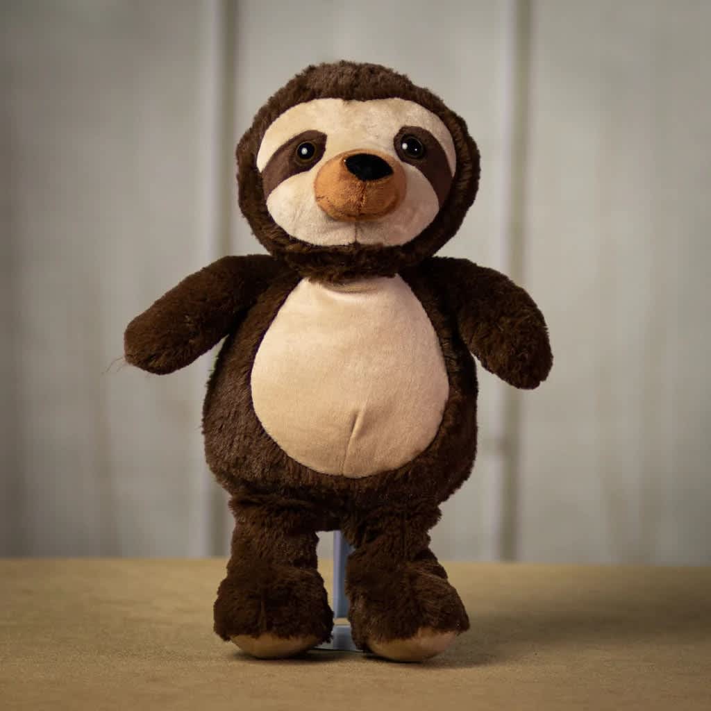 14&quot; Huggable Sloth - Made to either sit well or be hugged due to the beans at the bottom of the Koala. Size - 14 inches while standing, from head to toe (10&quot; sitting) Feel - Soft and cuddly, stuffed with hypoallergenic fiber fill Safety - All of our products meet US safety standards and are hypoallergenic