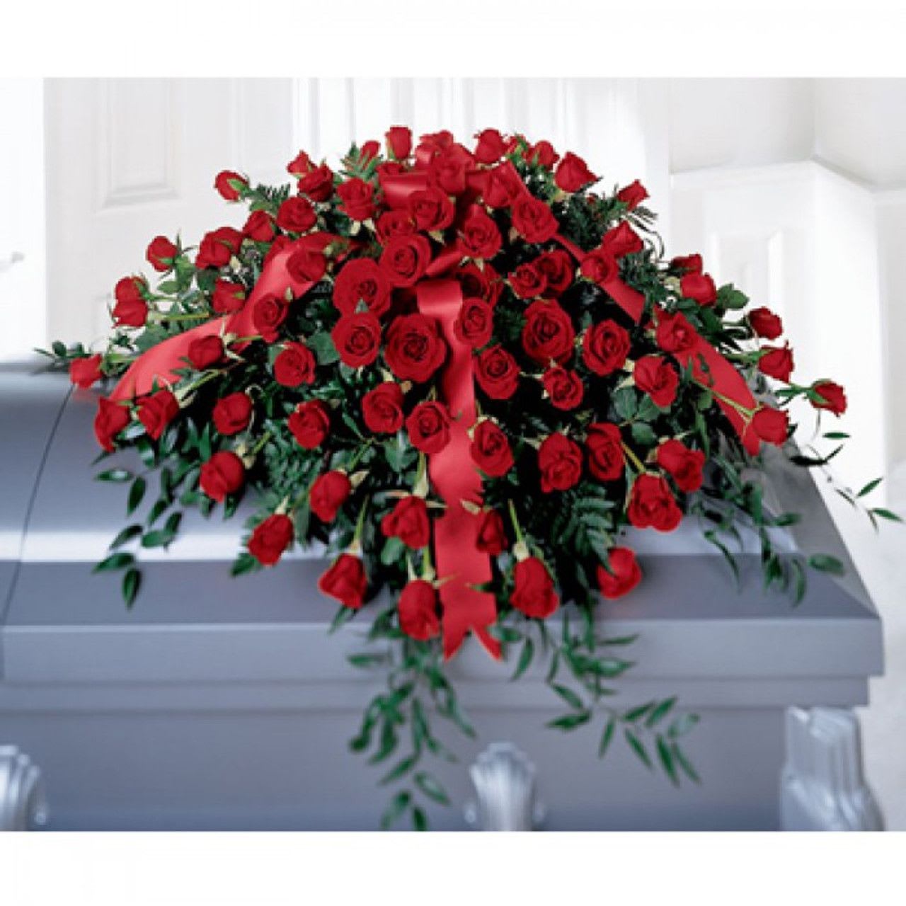 All Red Rose Casket Cover - All red rose casket cover