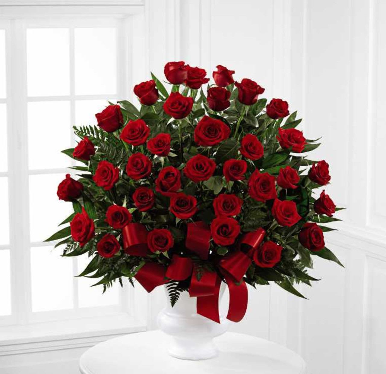 All Rose Sympathy Basket - All rose sympathy basket made of Red Roses and fillers.