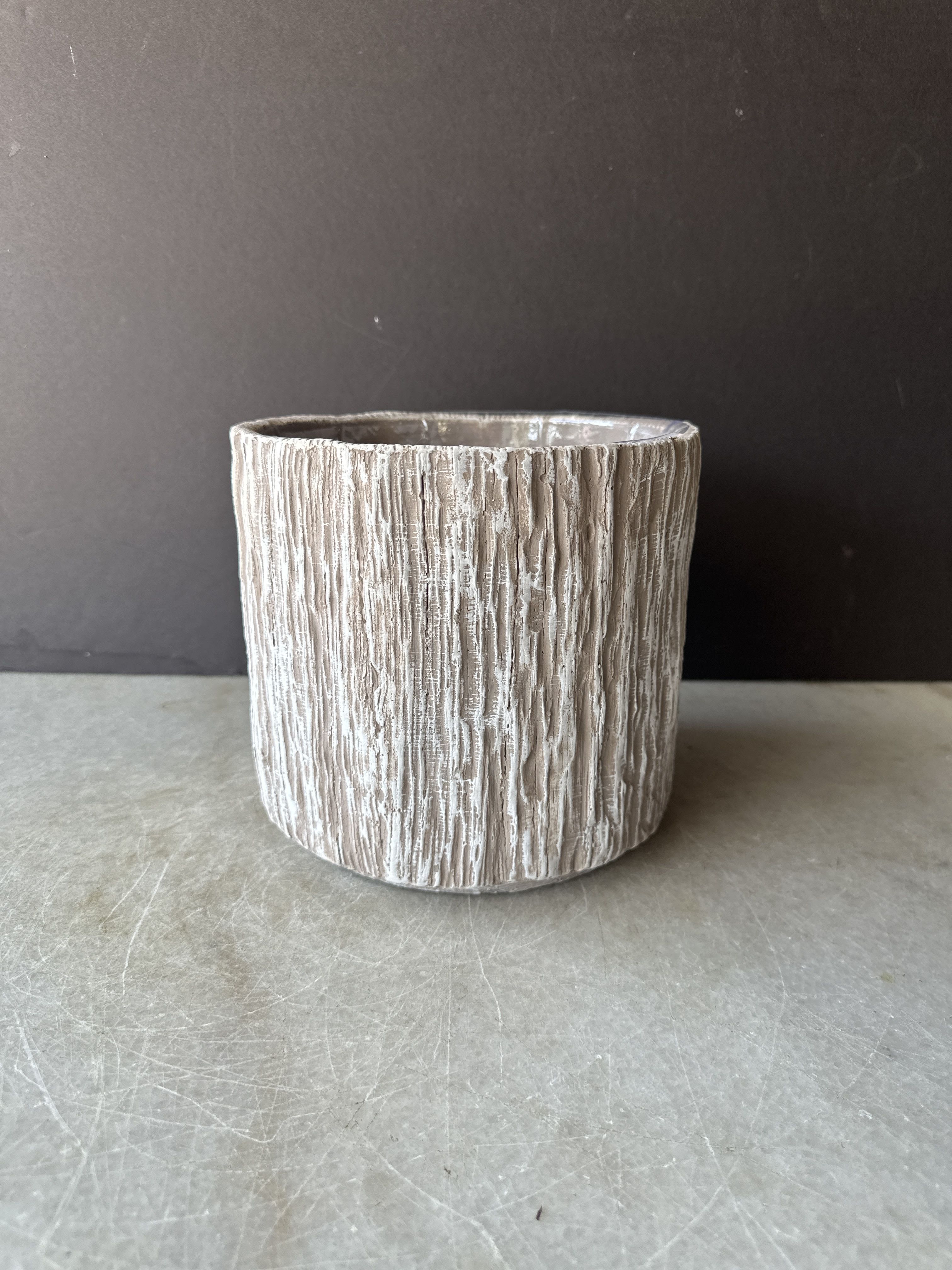BARK POT: Designer Choice Floral - Lush mound of seasonal floral and greenery in our BARK POT. Vase Dimensions: 7 x 8