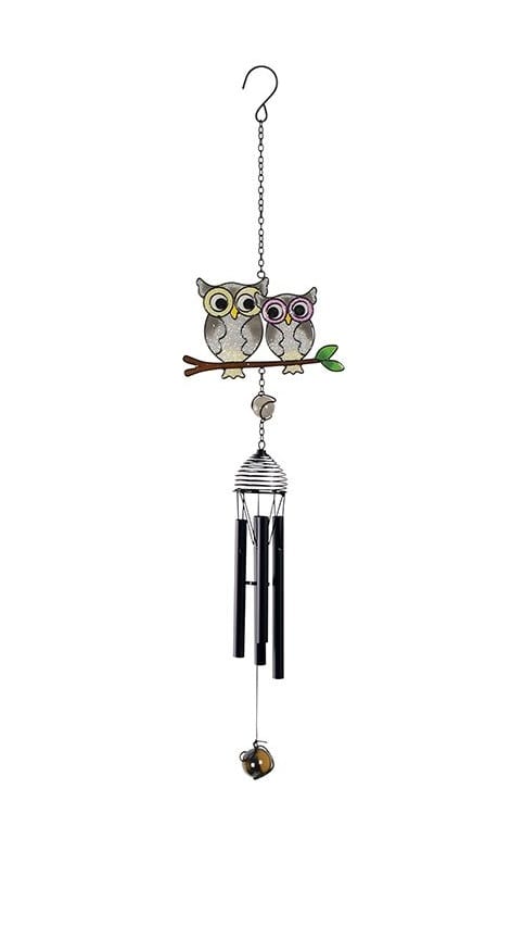 Owl Suncatcher Mini-Chime - This colorful sun catcher mini chime is 26in long. Sold individually for $28.75 or displayed on an easel with floral design for $48.75. It can also be mounted on a shepherds hook planted in a dish garden planter of assorted living plants and fresh cut flowers (Premium Option).