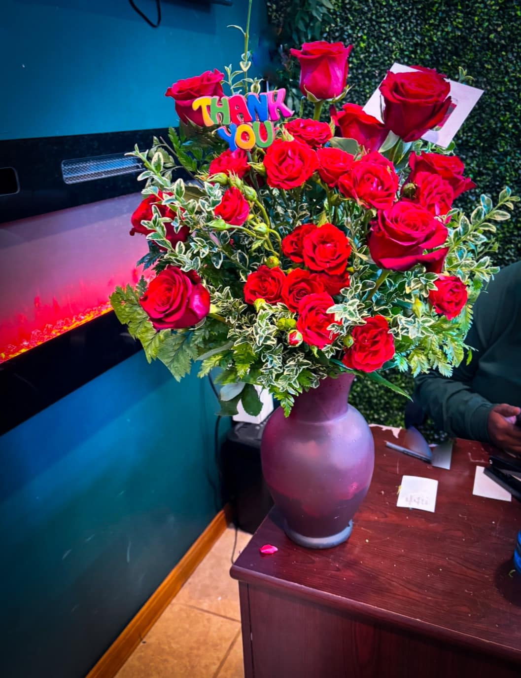 Deluxe Rose Vase Arrangement - This arrangement is top tier including regular full head roses and an array of spray roses.