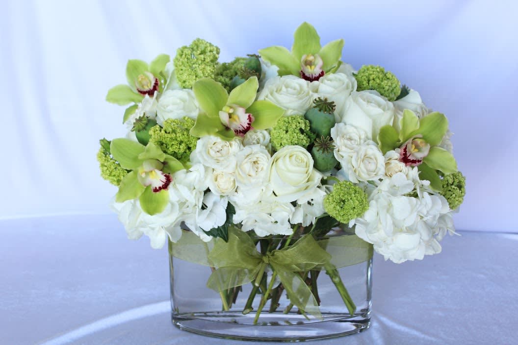 Put Your Money On Me Put Your Money On Me - This large white and green designer's choice arrangement is the perfect color combo for any occasion! It's a fresh look that will brighten up any space and be sure to put a smile on a face! *It's possible that some days we may not have the exact flowers depending on the season, or exact container specified on the arrangement's description. When this is the case, our bouquets are made with flower substitutions or delivered in a different vase than expected by using substitutions of an equal or higher value. If you'd prefer no substitutions, please send an email or call us after placing your order. Please give us at least three days notice if you're looking for an arrangement with no substitutions.
