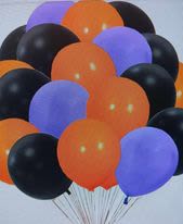 50 Halloween Balloon Bouquet 50 Halloween Balloon Bouquet - 50- 12in helium filled balloons in black, orange, purple party balloons