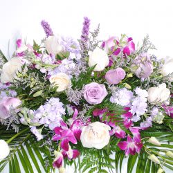 Lavender Casket Spray - Artfully designed with purple, lavender, and white flowers for full casket spray