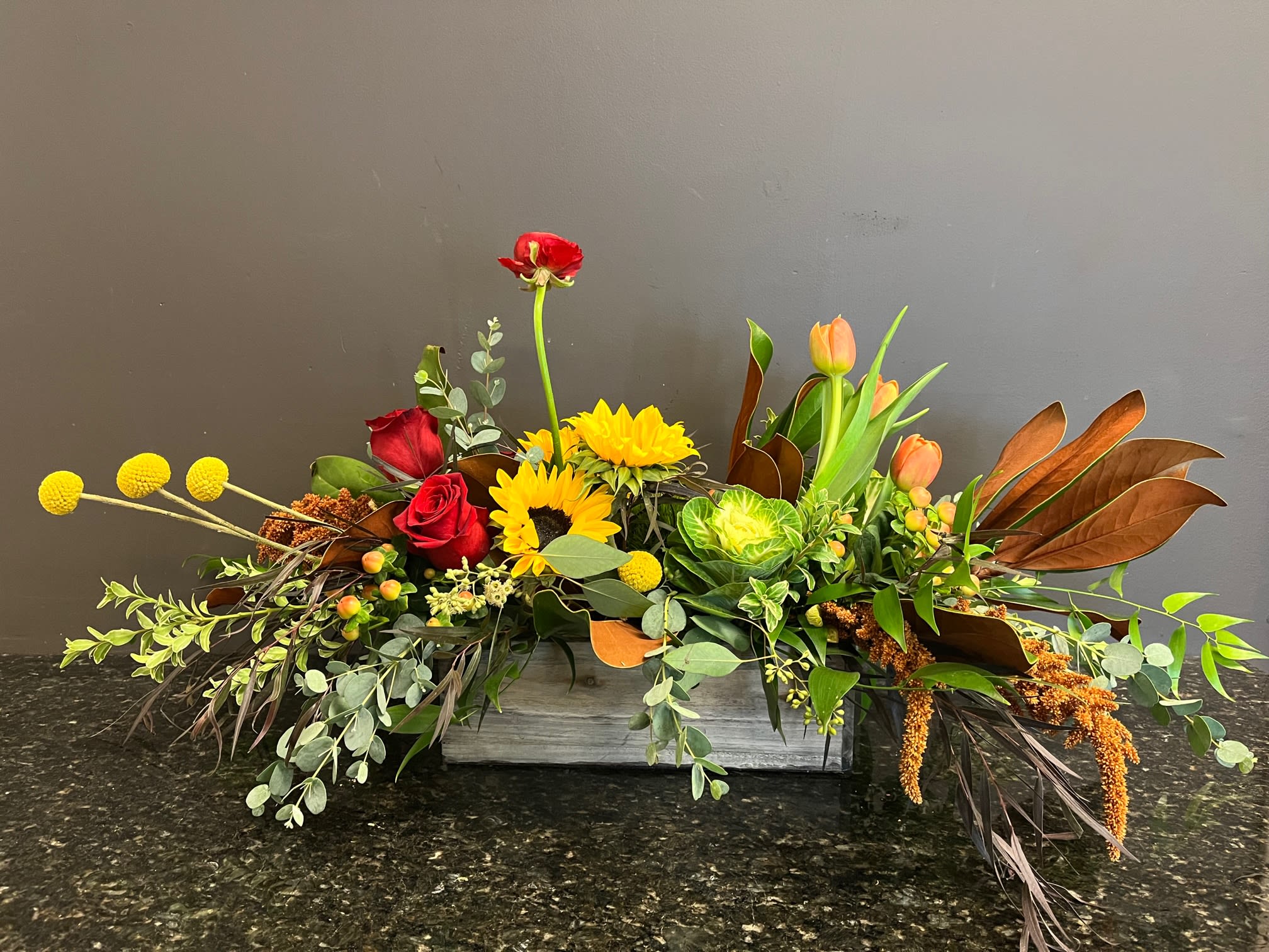 Great Plains Centerpiece Great Plains Centerpiece - a carefully curated mix of premium fall flowers in the traditional fall hues.