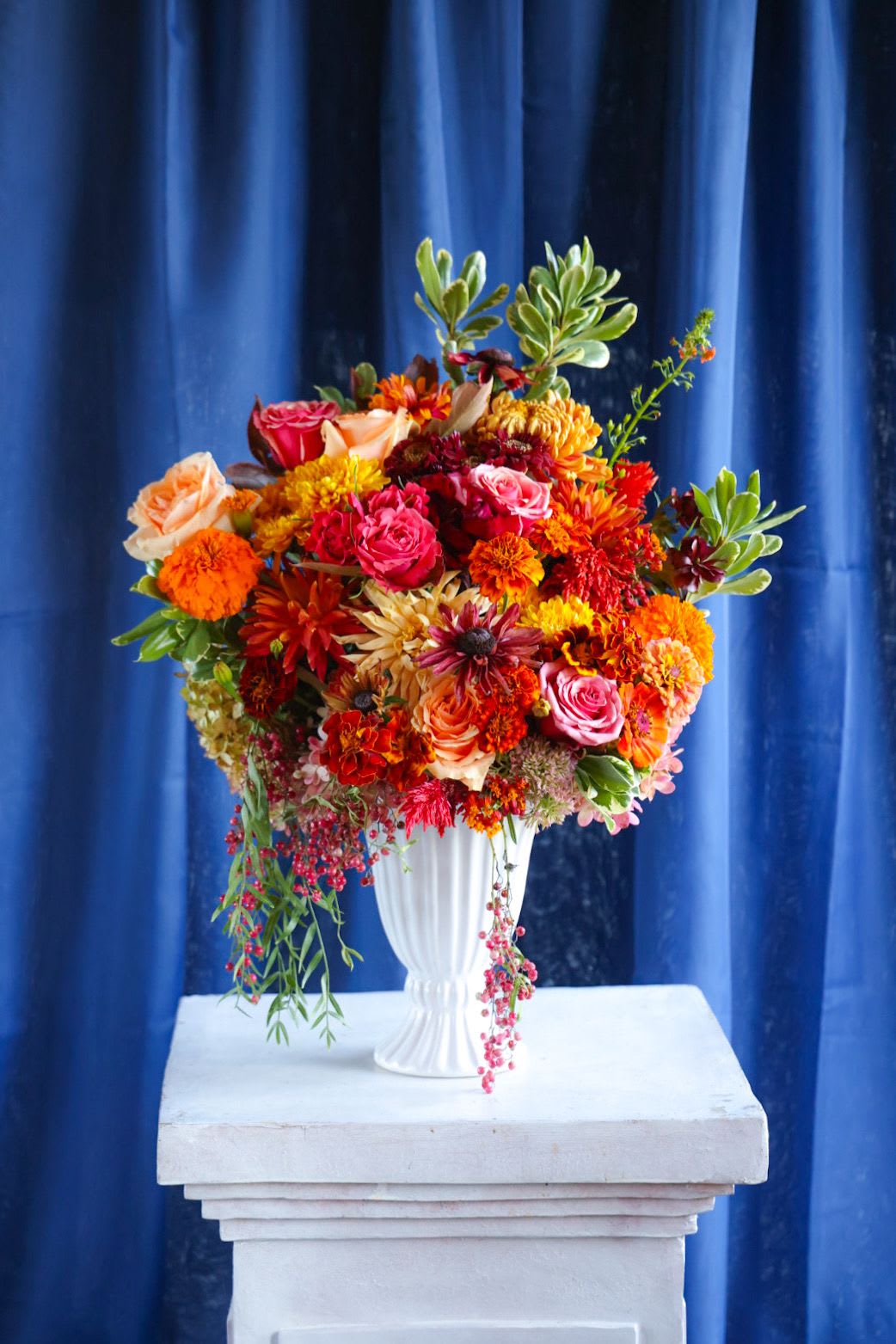 The Russet Leaves Arrangement  - The Russet Leaves Arrangement is the quitessential classic autumn arrangement. Bursting with the colors of fall foliage. This is a celebration of the autumnal season, classically portrayed.    Custom, one of a kind floral arrangements by floral artist Stacy Leafsong.  Photos provide examples, and each arrangement &amp; vase is unique.  Arrangements will be delivered before 7pm, for specific delivery time please include in special instructions. On holidays, our busiest times, deliveries will be made by 7:30pm.