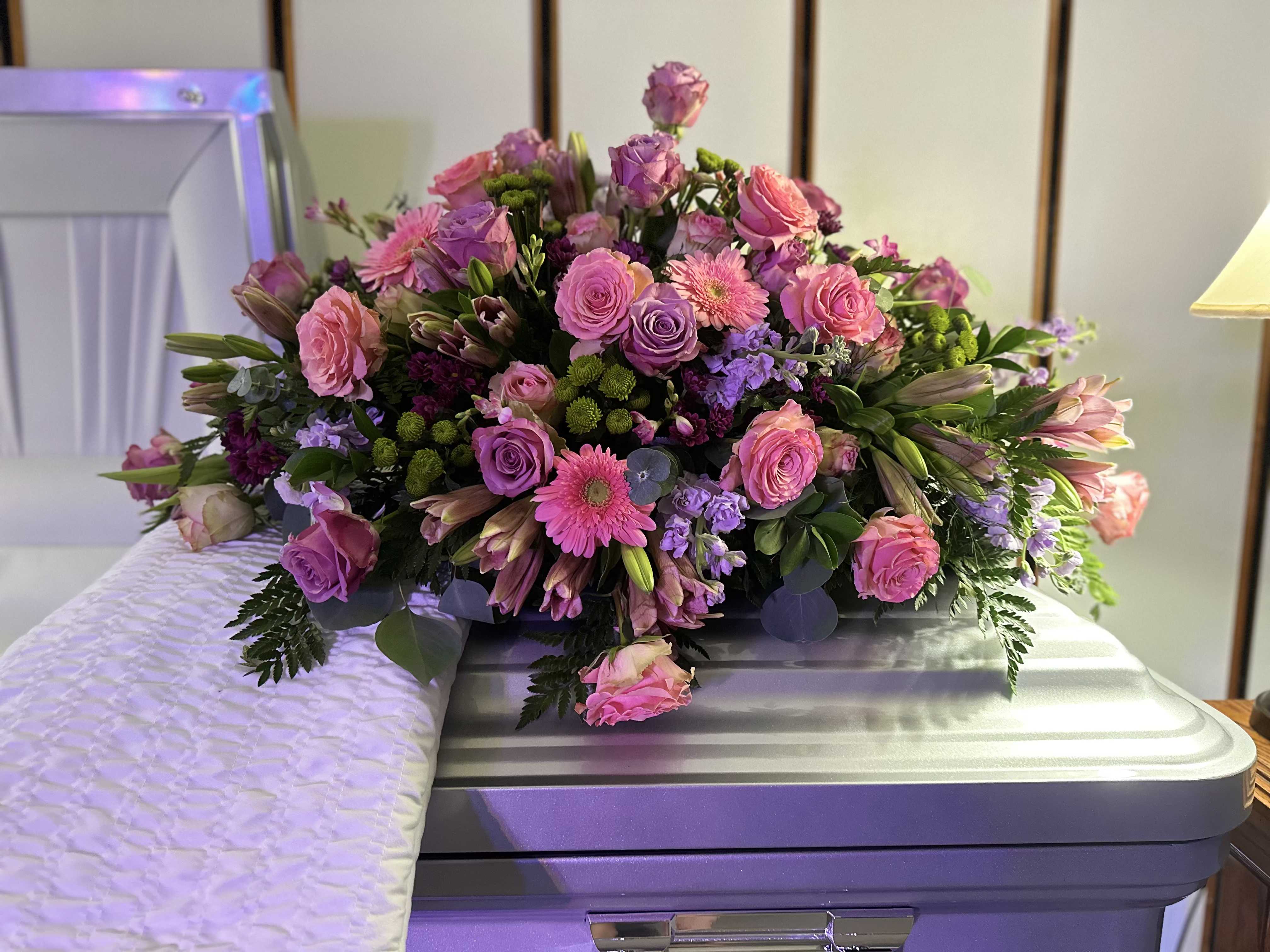 Designers Choice Casket Blanket - Beautiful Blooms Arranged Just for You 