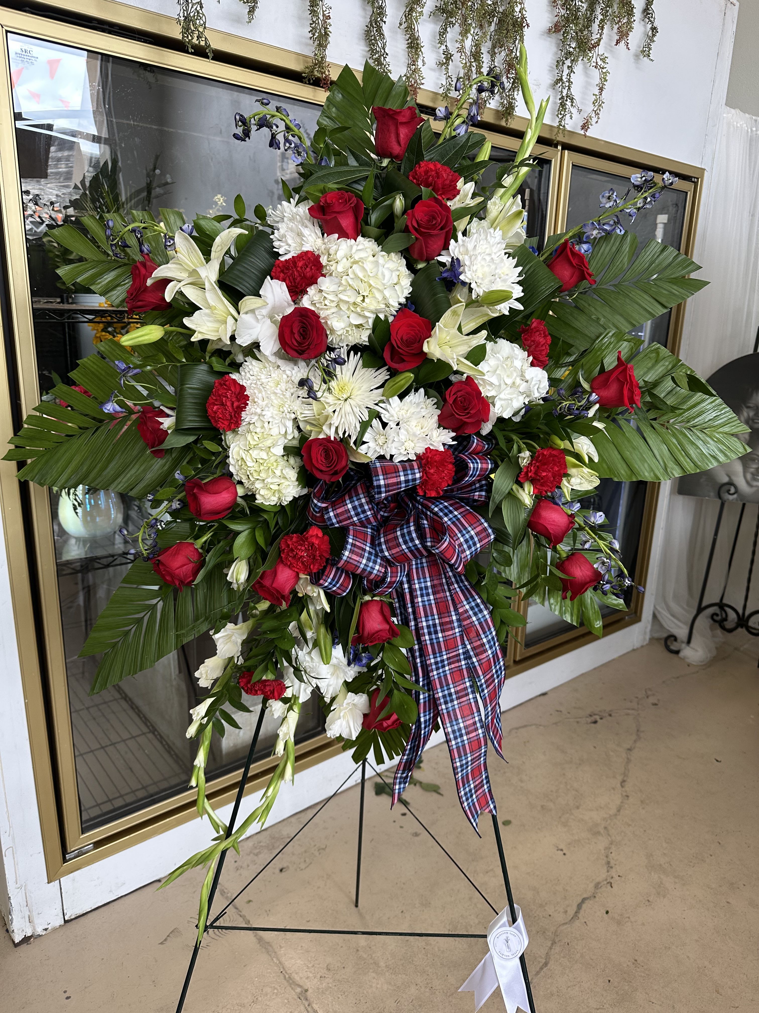 Old Glory Standing Spray - Red, White and Blue   We Can attach any Little Trinkets to your spray