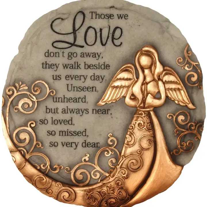 Bronze Angel Stepping Stone Bronze Angel Stepping Stone - When a flower just isn't enough, give your loved one a memorial stepping stone they can incorporate into their life to help them remember who now is gone will never be forgotten. Indoor/Outdoor Stepping Stone or Wall Plaque. Can decorate your garden or hang as a welcome sign. Weight: 2.75 lb (1.25 kg). Dimensions: 0.5 x 9.5 x 9.5 in (1.3 x 24.1 x 24.1 cm)
