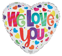 17&quot; We Love you Heart Mylar Balloon - Select this cute and colorful &quot;We Love You&quot; Heart Mylar balloon. Perfect for anyone you love!