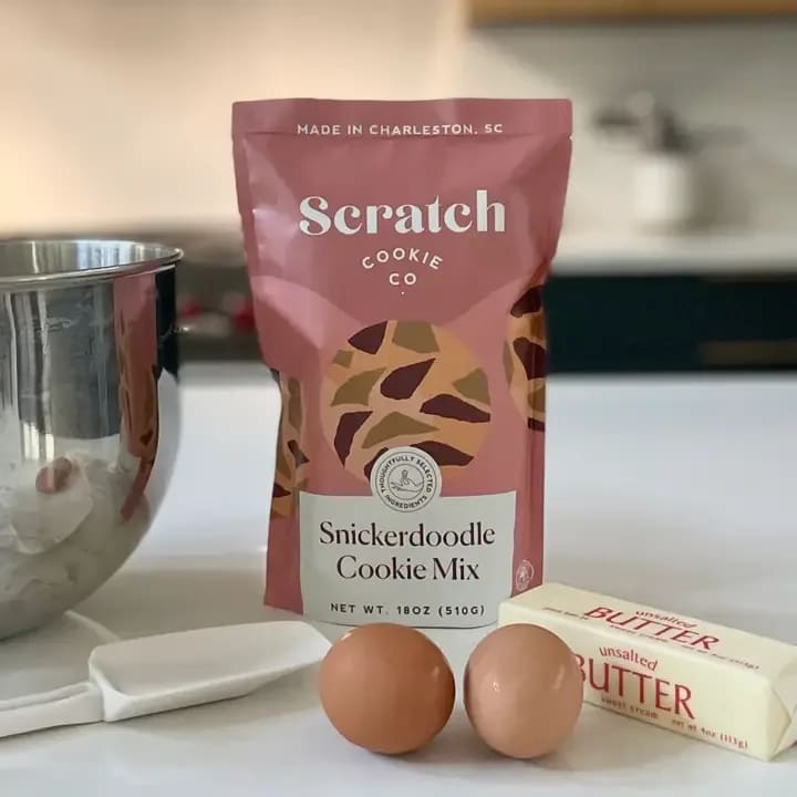 Snickerdoodle Cookie Mix - About this product SCRATCH Cookie Company  Our Snickerdoodle Cookie Mix creates a soft and chewy cookie with a sweet cinnamon flavor. With thoughtfully-selected ingredients with easy-to-follow instructions, our mixes offer convenience without compromising quality or proper techniques. A crowd favorite cinnamon sugar coated cookie that you will find completely irresistible. Makes 22-24 regular sized cookies.TCH