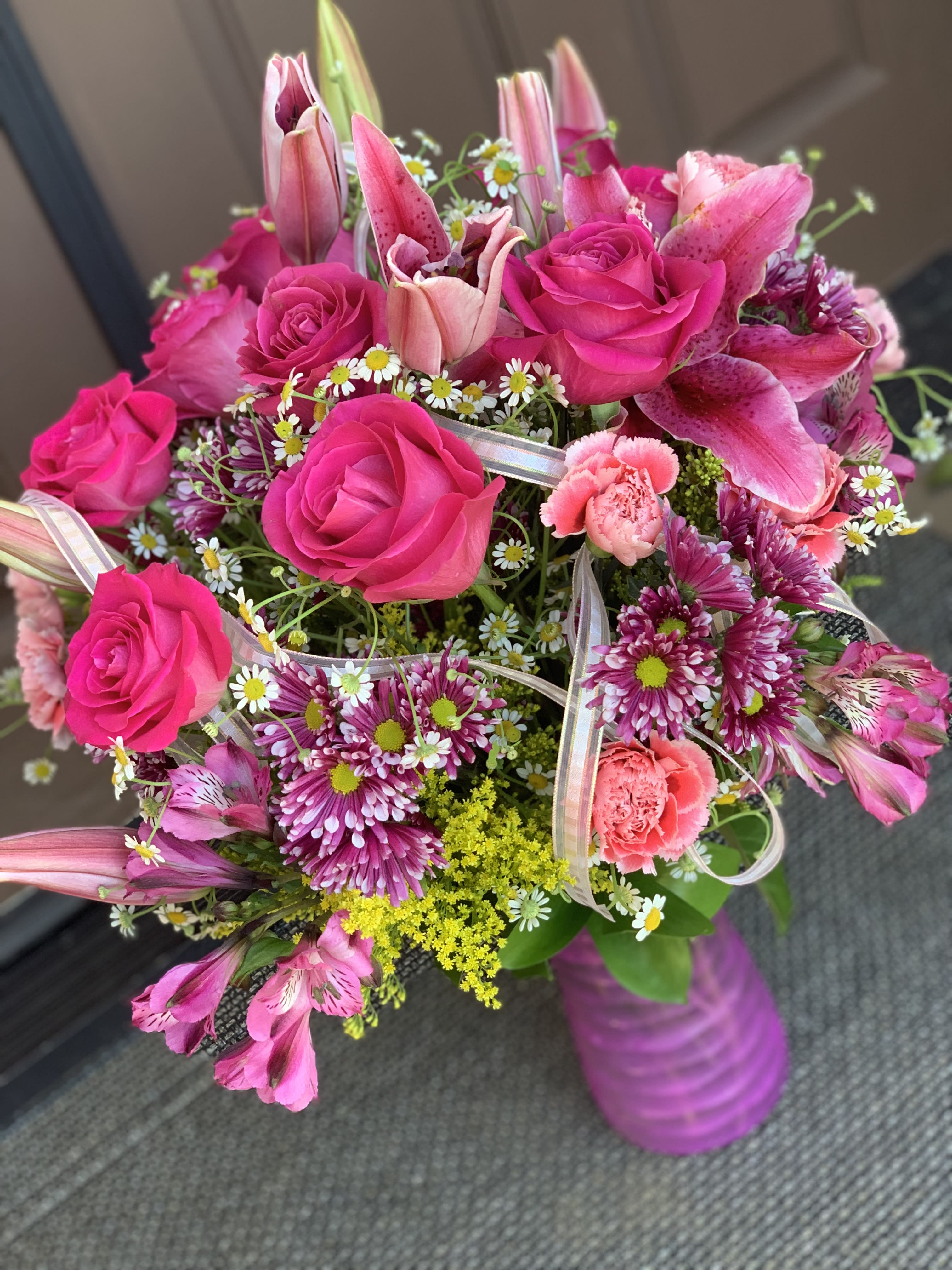 Magenta Love - &quot;A nice bouquet for a nice person&quot; who loves pink.   Please note, all the deliveries come  out after 2:30 pm until 6:30 pm. If you have an office delivery please specify in your order preferable delivery time. The designer will contact you in case if the time is unavailable for the delivery. 