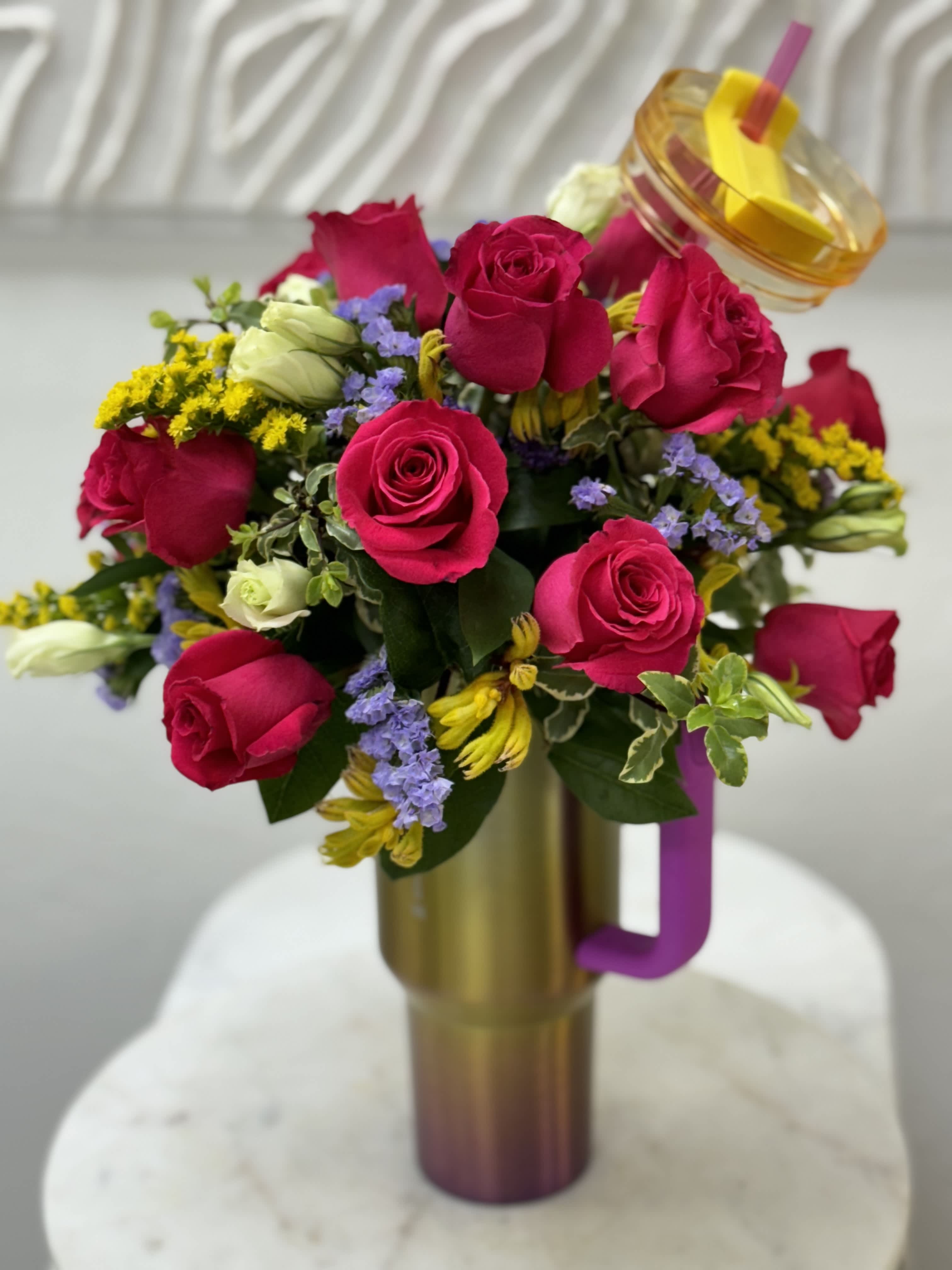 Stanley Cup with Flowers  - Stanley Starbucks Cup with Flowers.  Any flowers can be arranged according to your wish.  If you bring your Stanley cup to the shop, it will be $80.00 